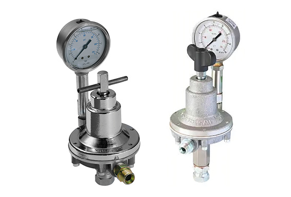 Fluid pressure regulators for protective coatings equipment