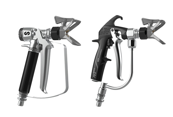 Spray guns for protective coatings equipment