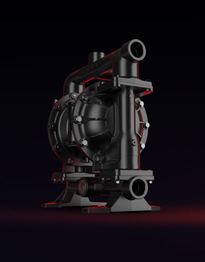 AMOA UP15 air-operated diaphragm pump in left-front perspective view