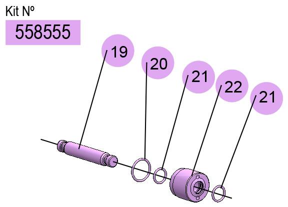 DP-200 CENTRAL ROD KIT (C/J/E) (PTFE/FKM/SS) , 558555 CODE