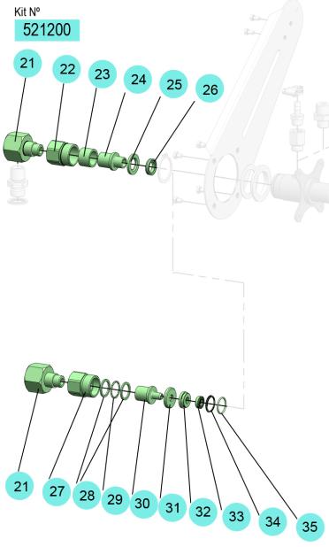 SWIVEL ASSEMBLY + HOSE STOPPER KIT, 521200 CODE