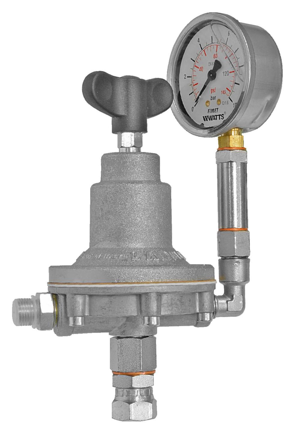 SS LOW PRESSURE MANUAL REGULATOR, WITH MANOMETER 0-14 BAR (27 l/min)
FLUID INLET: 3/8“ BSPP(F) FLUID OUTLET: 1/4” BSPP (M), PTFE + NYLON
MEMBRANES, MAXIMUM INLET PRESSURE: 20 BAR