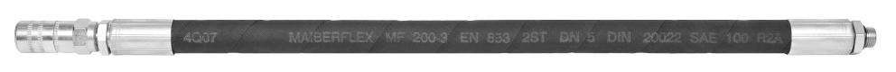 GREASE OUTLET HOSE WITH GREASE CONNECTOR, DOUBLE STEEL BRAID, 400 MM