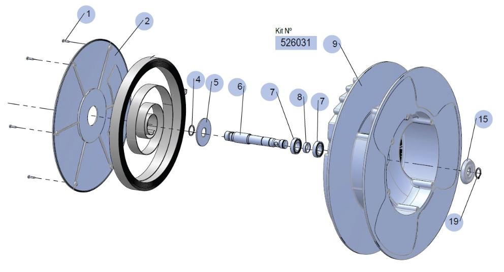 A/W E. MONOBR. SPOOL + SHAFT KIT, 526031 CODE