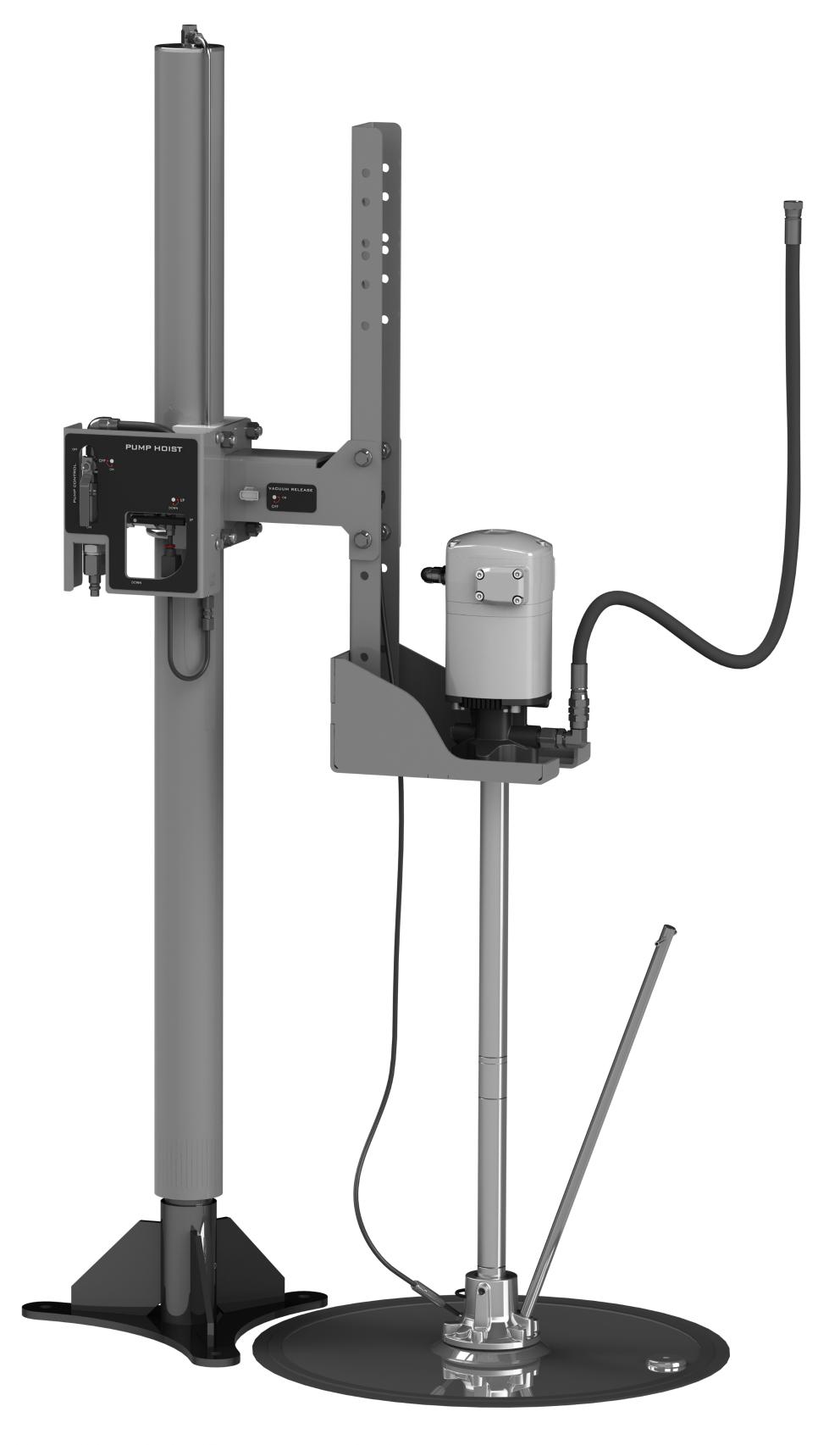 PUMPMASTER 35 - 60:1 RATIO GREASE PNEUMATIC PUMP, 185 KG DRUM WITH
PNEUMATIC PUMP HOIST AND GRAVITY INDUCTOR PACKAGE