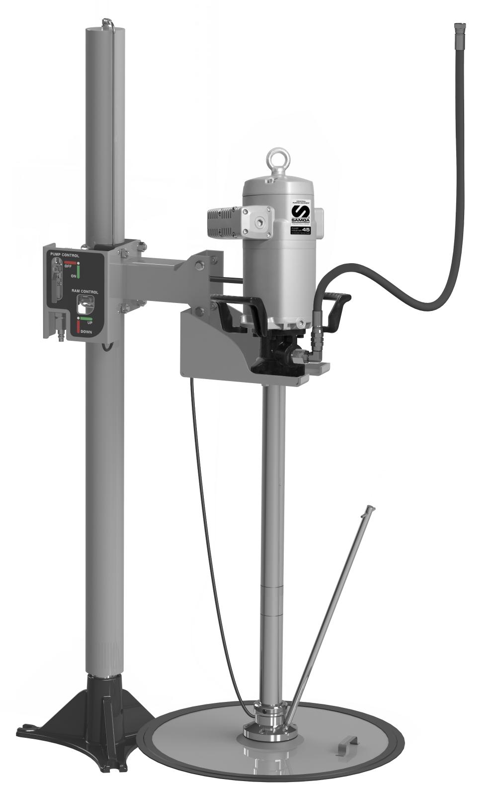 PUMPMASTER 45 - 70:1 RATIO GREASE PNEUMATIC PUMP, 185 KG DRUM WITH
PNEUMATIC PUMP HOIST AND GRAVITY INDUCTOR PACKAGE