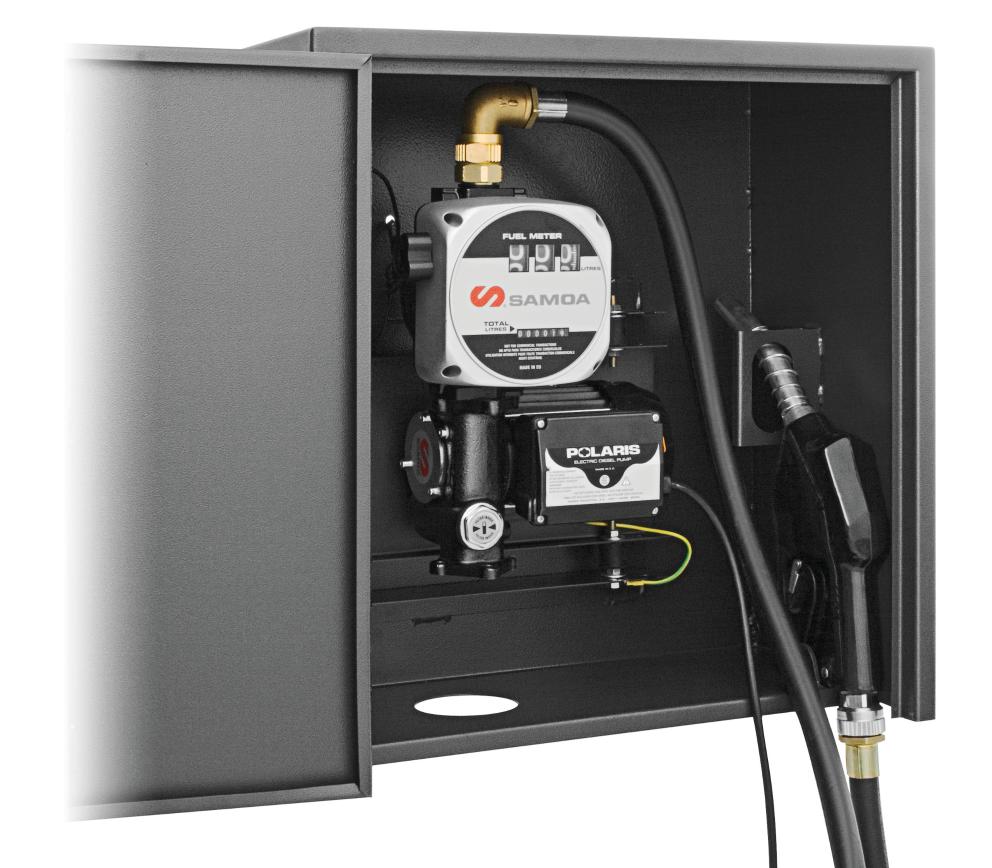230 V POLARIS SERIES WALL MOUNTED ELECTRIC PUMP LOCKABLE CABINETS FOR DIESEL WITH AUTOMATIC NOZZLE AND METER, 50 L/MIN