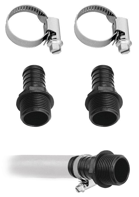 HOSE BARB ADAPTORS Ø 19 MM WITH CLAMPS (2 U.), 1