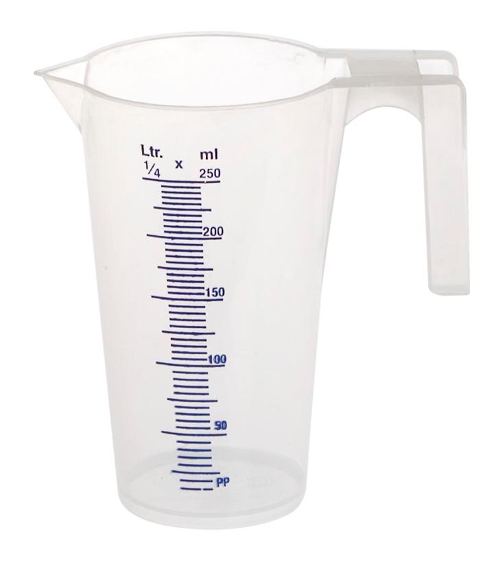 PRECISION GRADUATED PLASTIC MEASURING CUP, 0.25 L