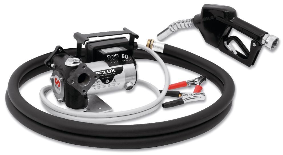 12 V DC POLUX SERIES ELECTRIC PUMP PACKAGE FOR DIESEL WITH AUTOMATIC
NOZZLE, 60 L/MIN