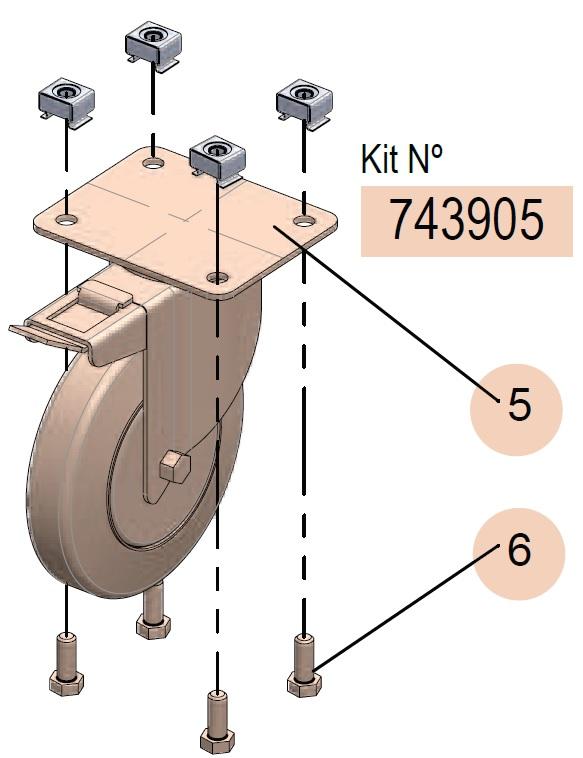 Ø125MM WHEELS KIT WITH BRAKE